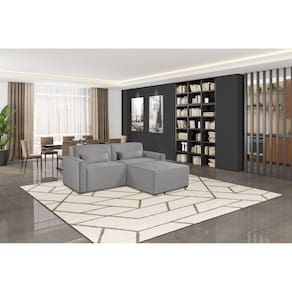 Sofá 2 Lugares em Linho com Puff 208cm Lutz Yescasa Cinza