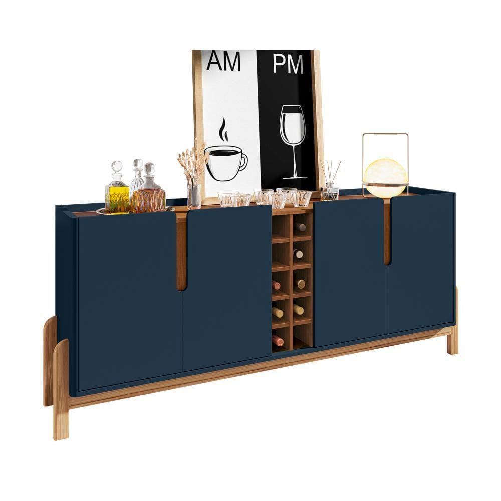 Buffet Lizz 1,90 Azul Cobalto Cedro Casa D Movéis