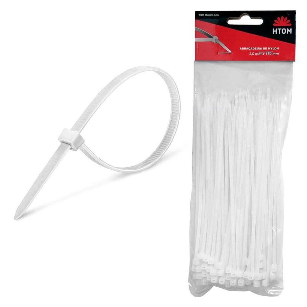 Kit 100 Abraçadeiras Nylon Branca 2Mm X 150Mm Enforca Gato