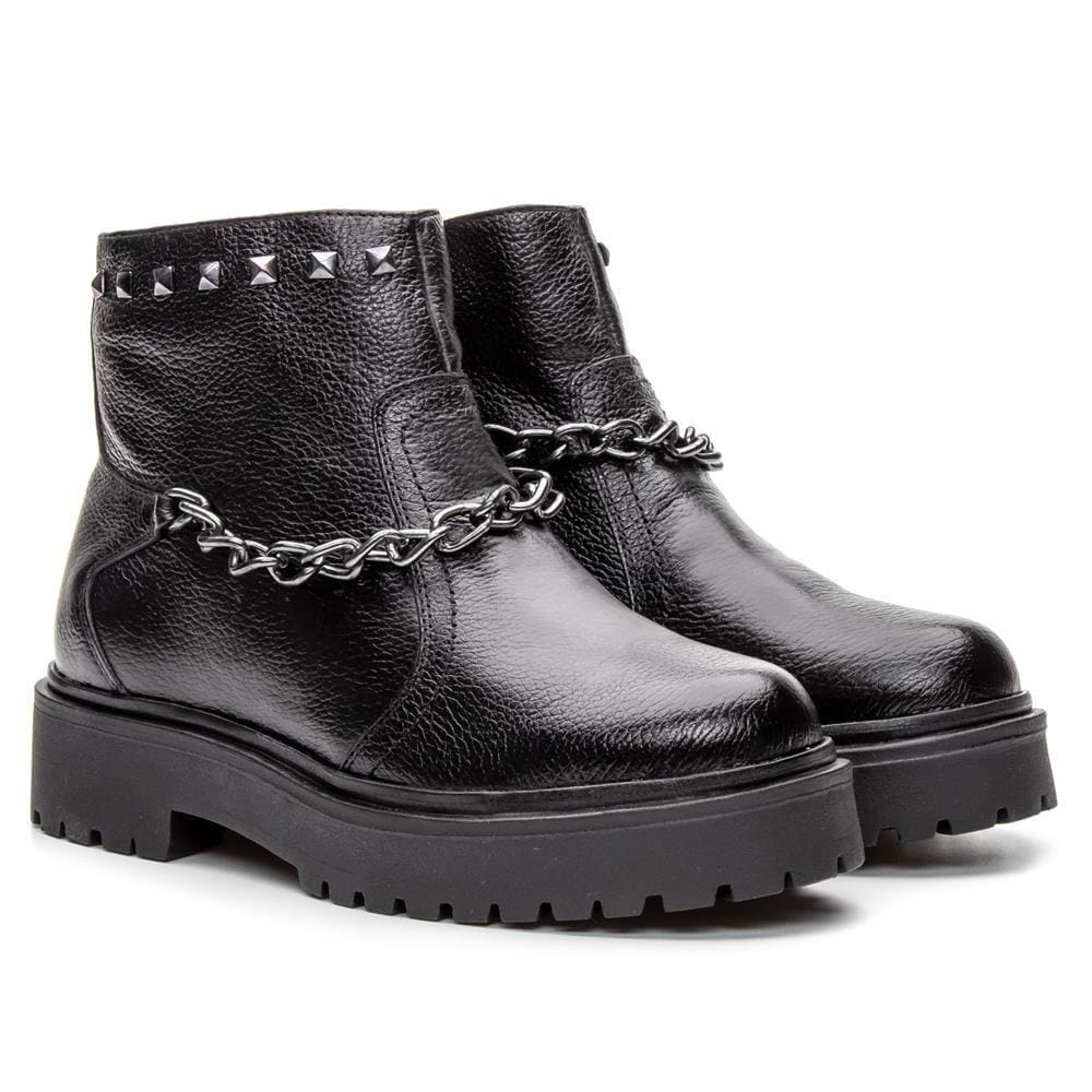 Bota Cano Curto Estilosa M&D Store Calce Fácil Com Correntes e Tachas