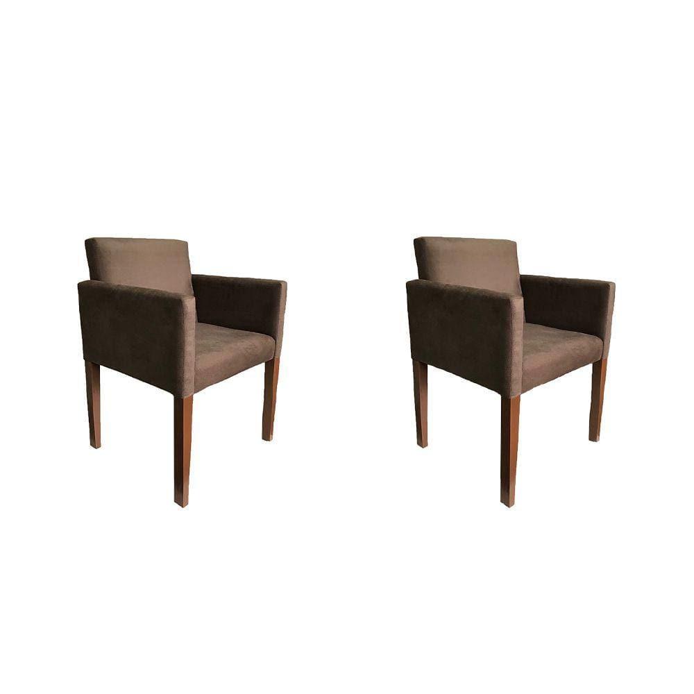 Kit 2 Poltronas Nina para Escritório Sala de Recepção Tecido Suede - Marrom