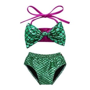 Biquini Infantil Bebê Menina Sereia Verde Frente Única Praia