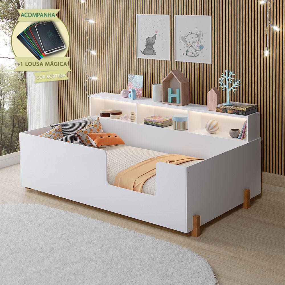 Cama de Criança Infantil Doçura Branca Juvenil Incluso Lousa Mágica