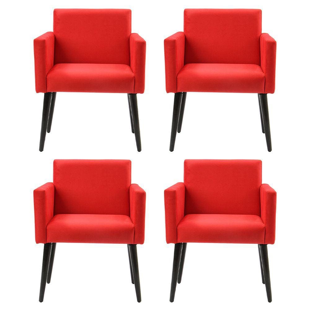 Kit 4 Poltronas Luca Tecido Sintéticotecido Sintético para Recepção - Vermelha