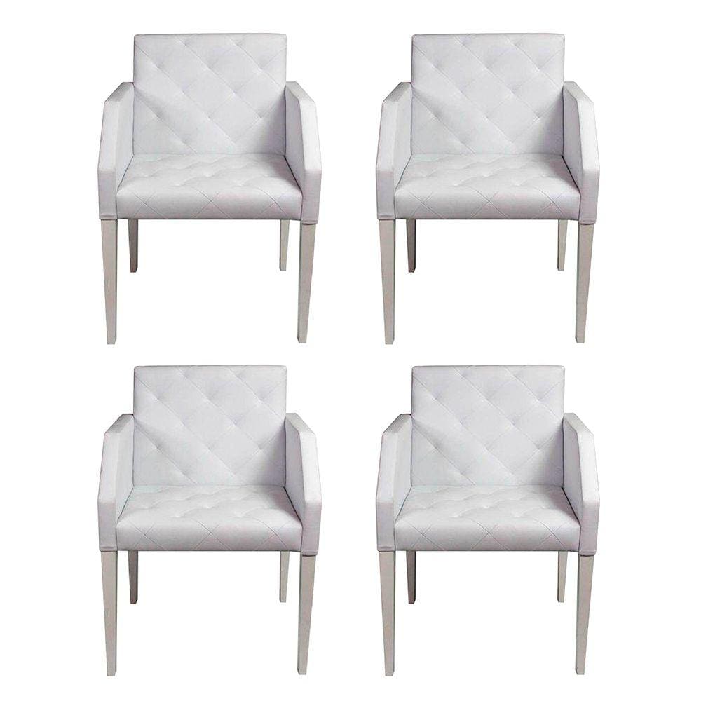 Kit 4 Poltronas Nina Costura Capitonê - Branco