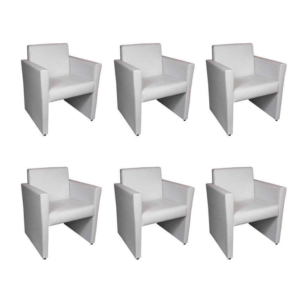 Kit 6 Poltronas Nina Slim 1 Lugar Pé Fechado - Branco