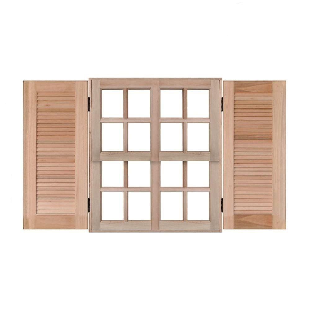 Janela de Madeira Guilhotina 120x120cm 4 Folhas Rodam Marroml