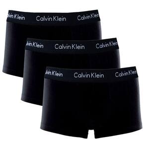 Kit C/ 3 Cuecas Calvin Klein Boxer Low Rise Trunk Preta Elástico Preto - U2664G