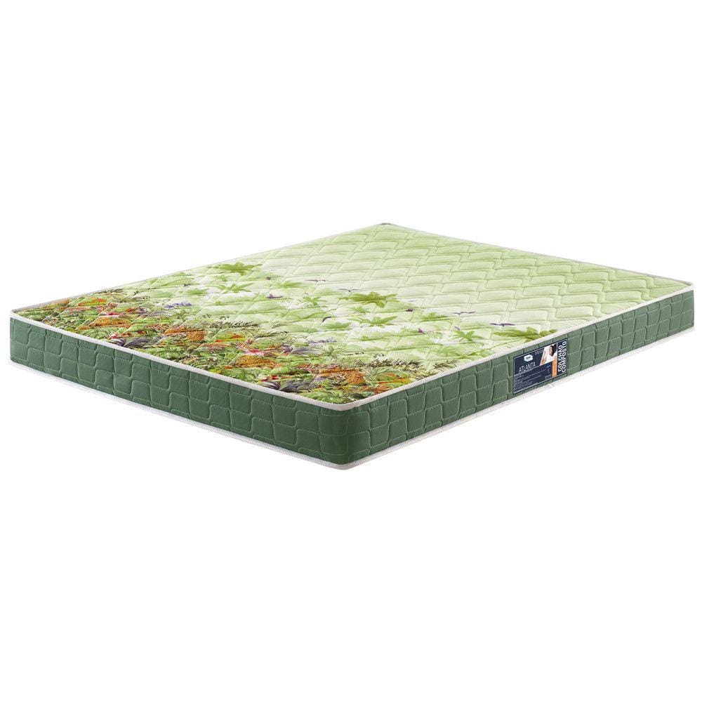 Colchão King Size Espuma D70/D28 Atlanta Verde 193x203x17cm Dupla Face Bordado