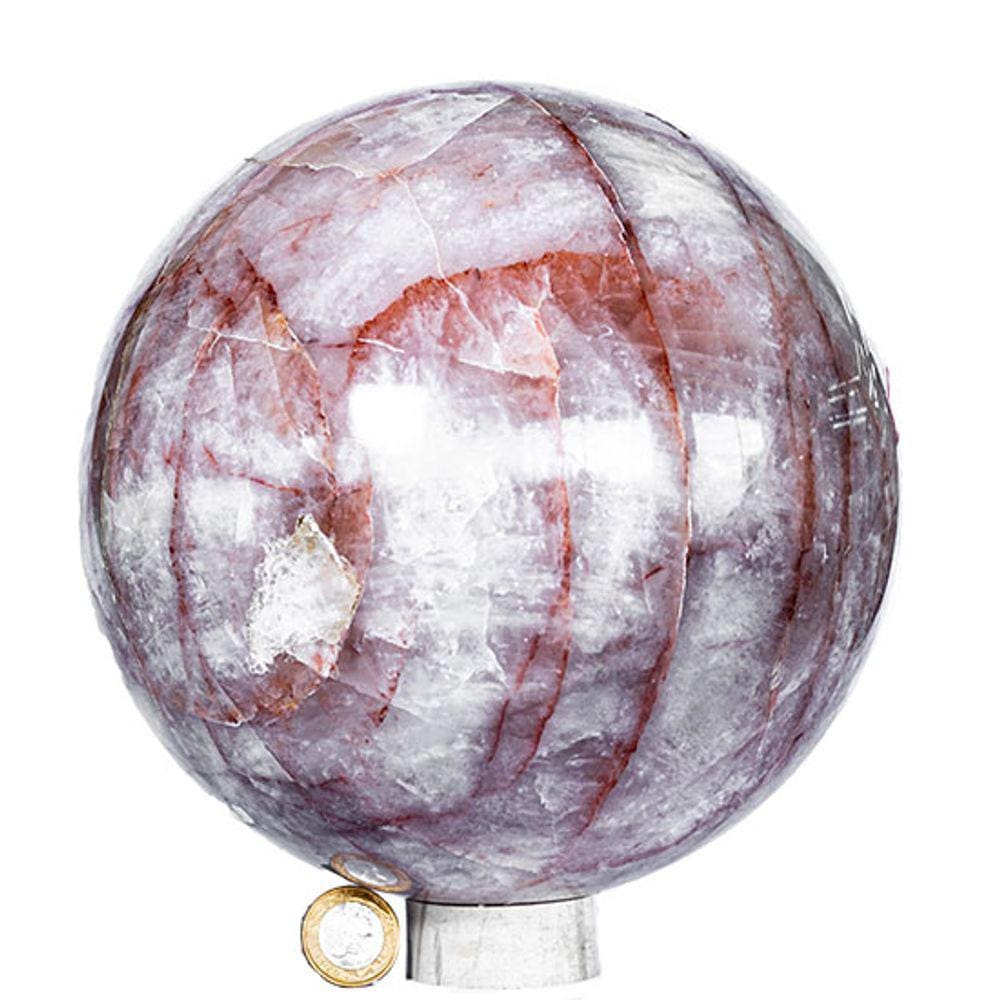 Bola Pedra Hematoide Vermelho Grande 22,5cm Natural Classe C