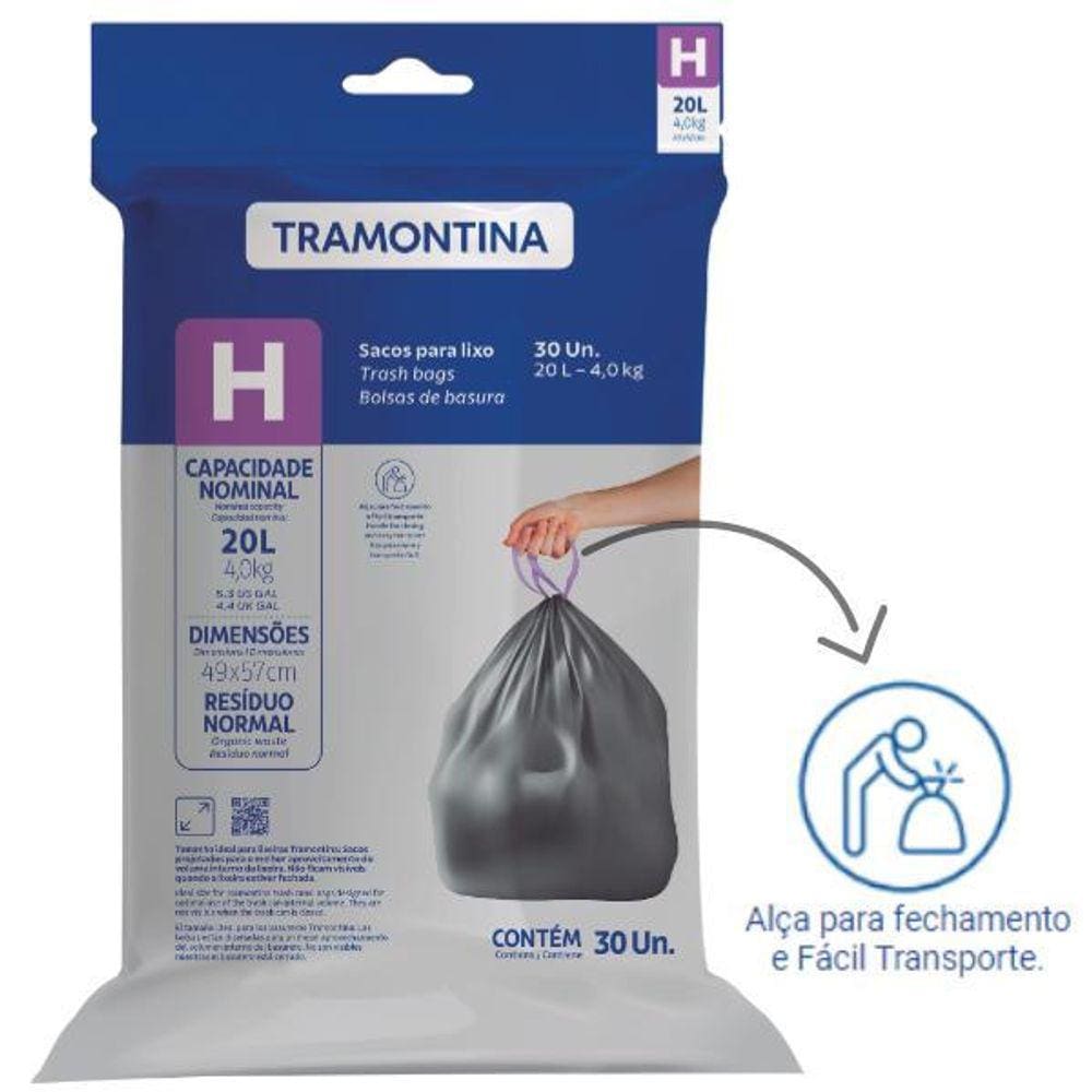 Saco Para Lixo Tramontina 20 Litros Com 30 Unidades