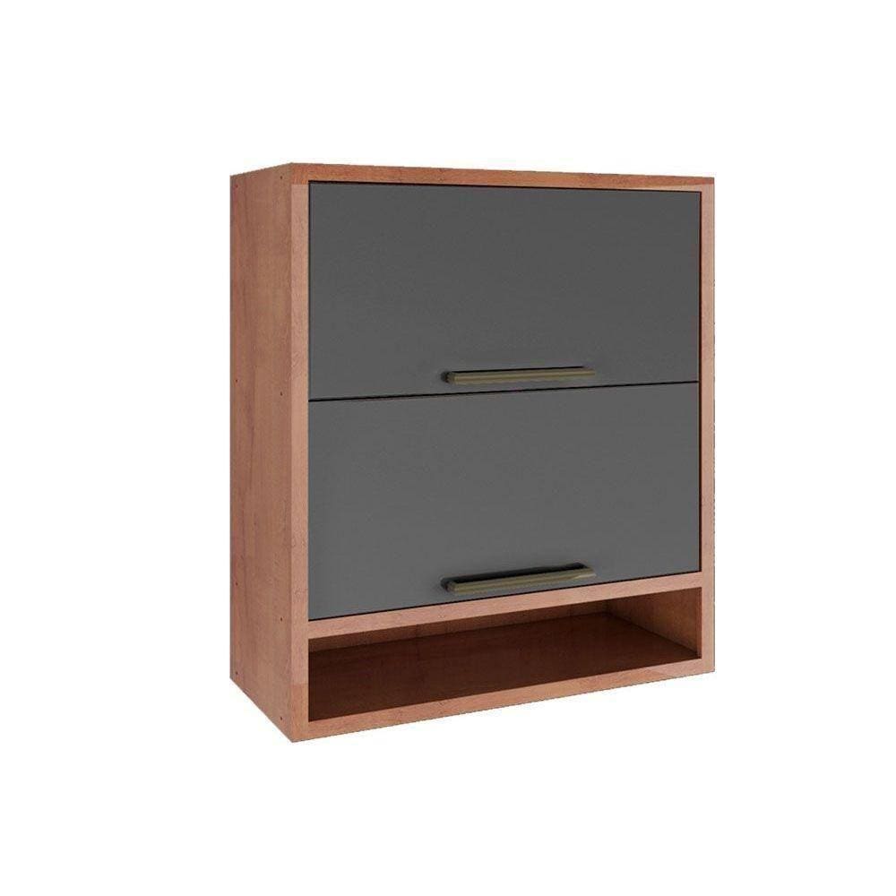 Armário Aéreo P/ Cozinha Syrah C/ 2 Portas 80cm Castanho/chumbo - Ronipa