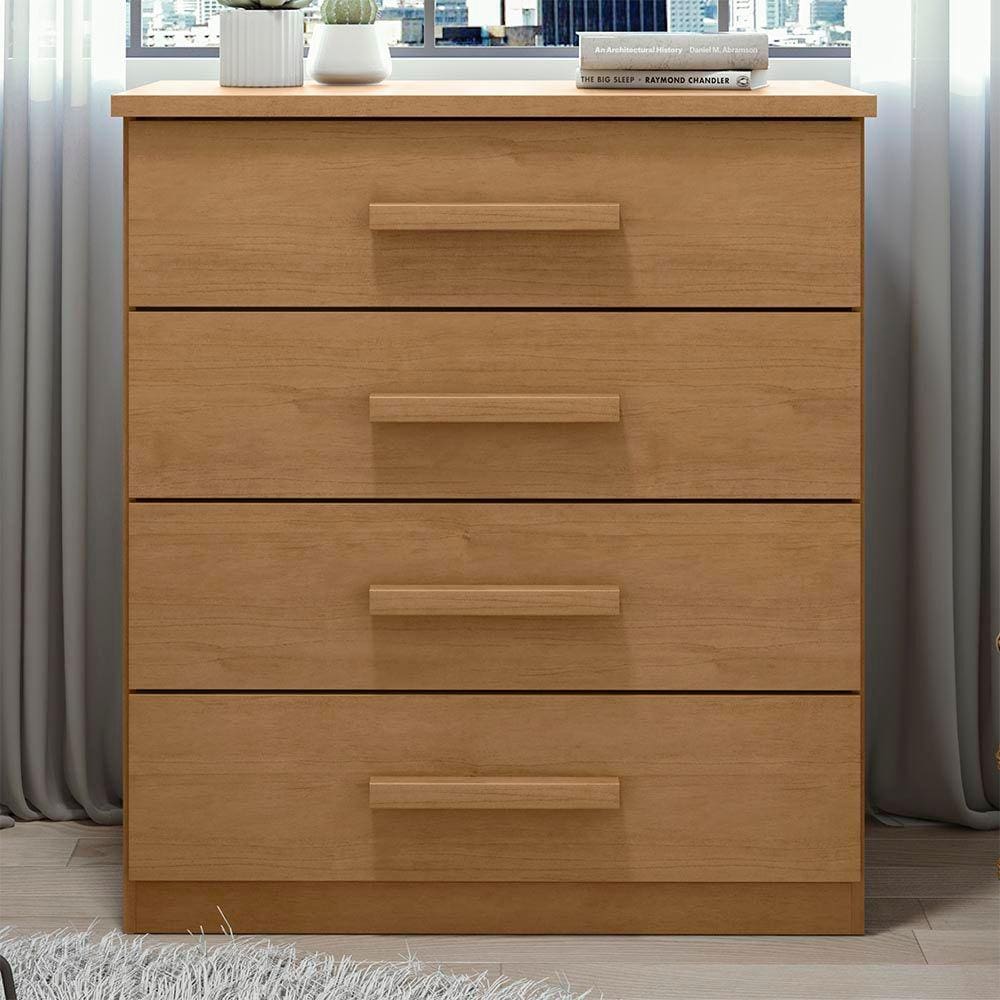 Cômoda com 04 Gavetas Baião Amêndoa Clean Lopas