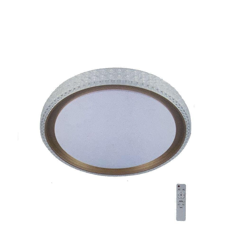 Plafon Led Redondo Kenle 50Cm 36W 3 Tons Dourado Novo