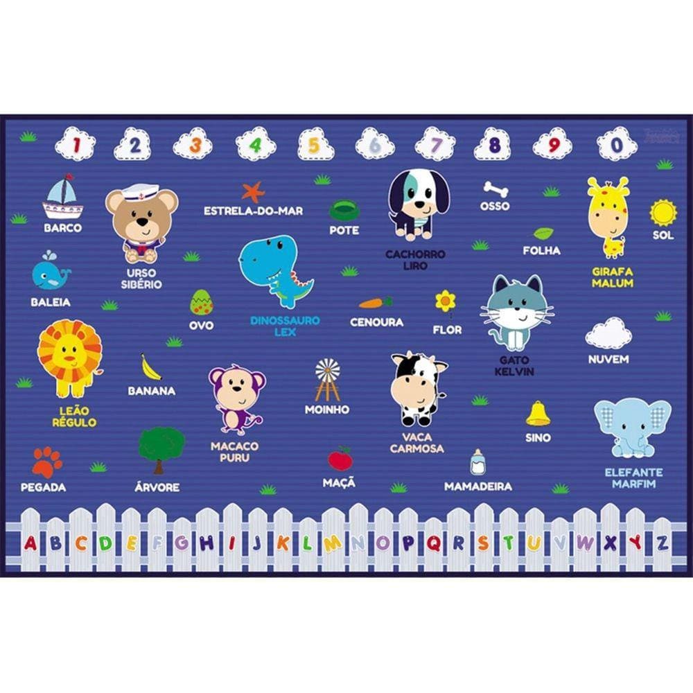 Tapete Infantil Azul Dupla Face Impermeável - Unik TI1824-M