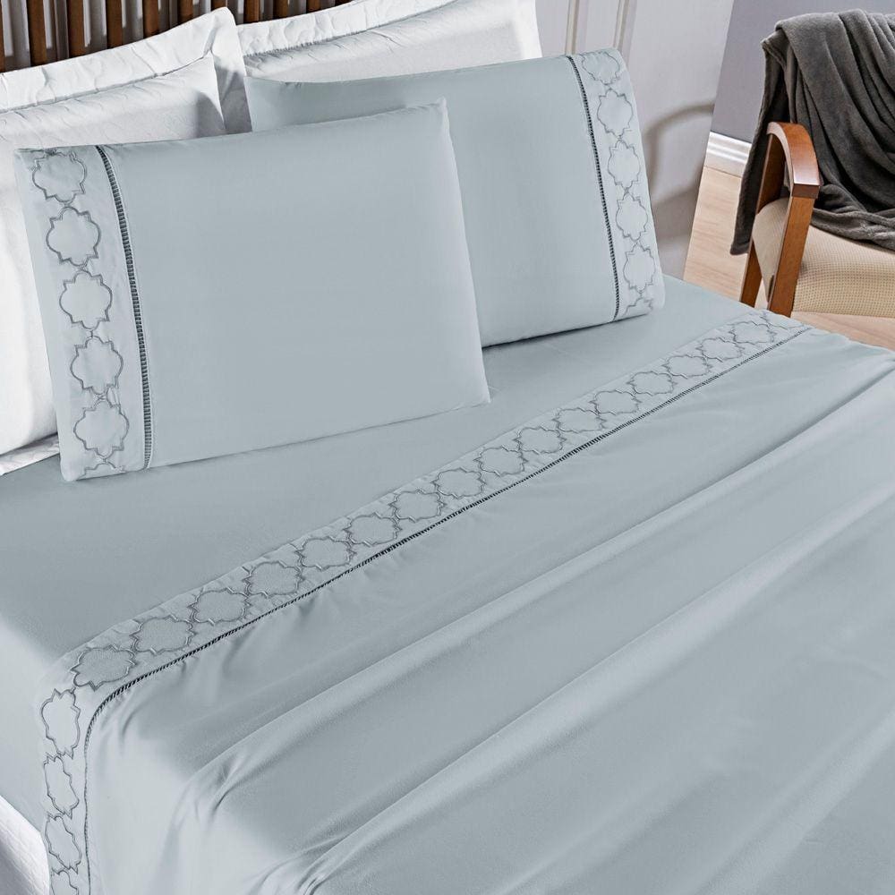 Jogo Cama Lençol Santoro Queen Micropercal 300 Fios 4 Peças - Cinza