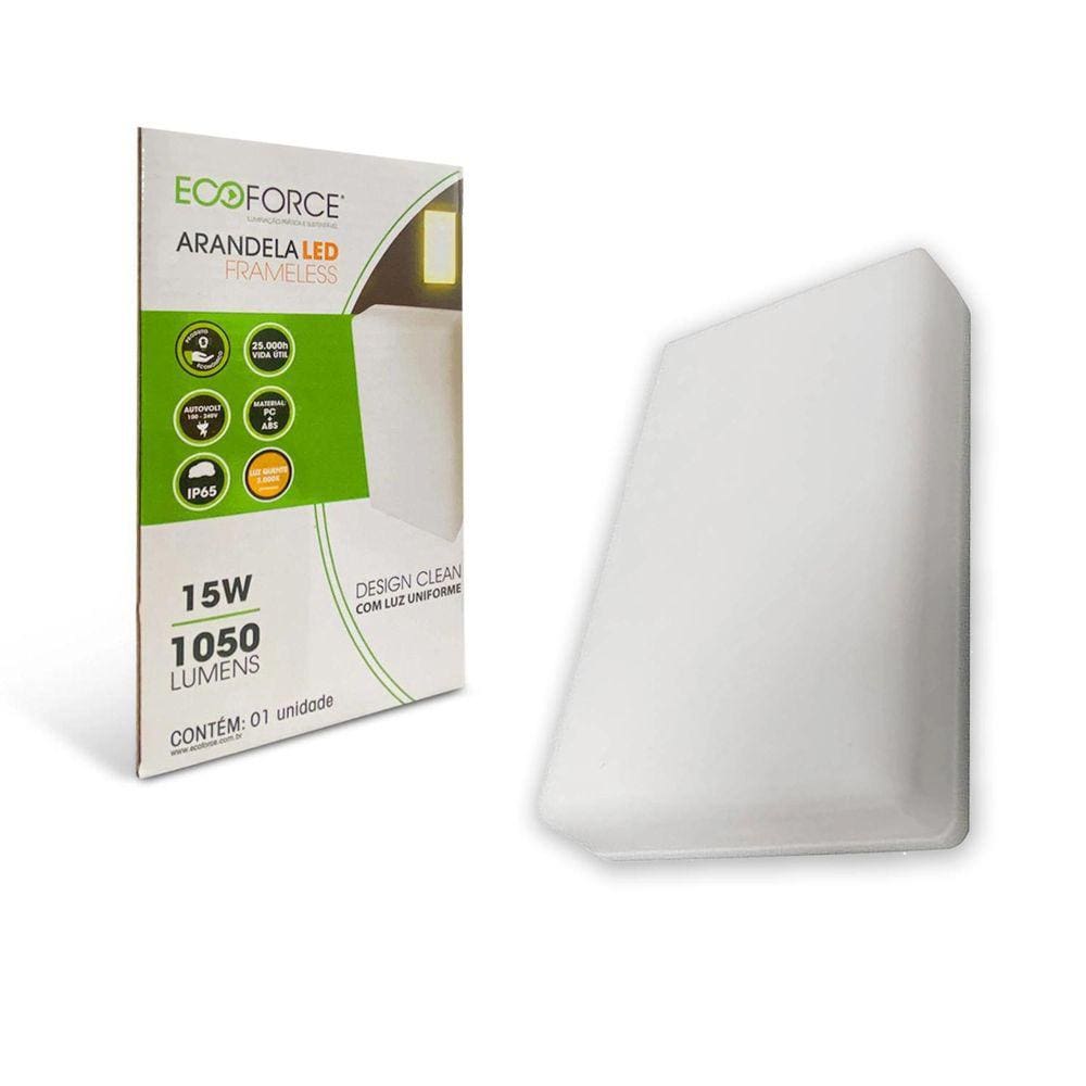 Arandela Led Frameless Luminária Parede 15W Luz Quente 3000K