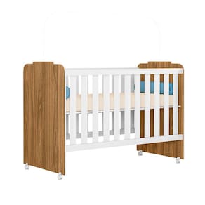 Berço para Bebê Amore Cor Nature Branco Peternella Móveis