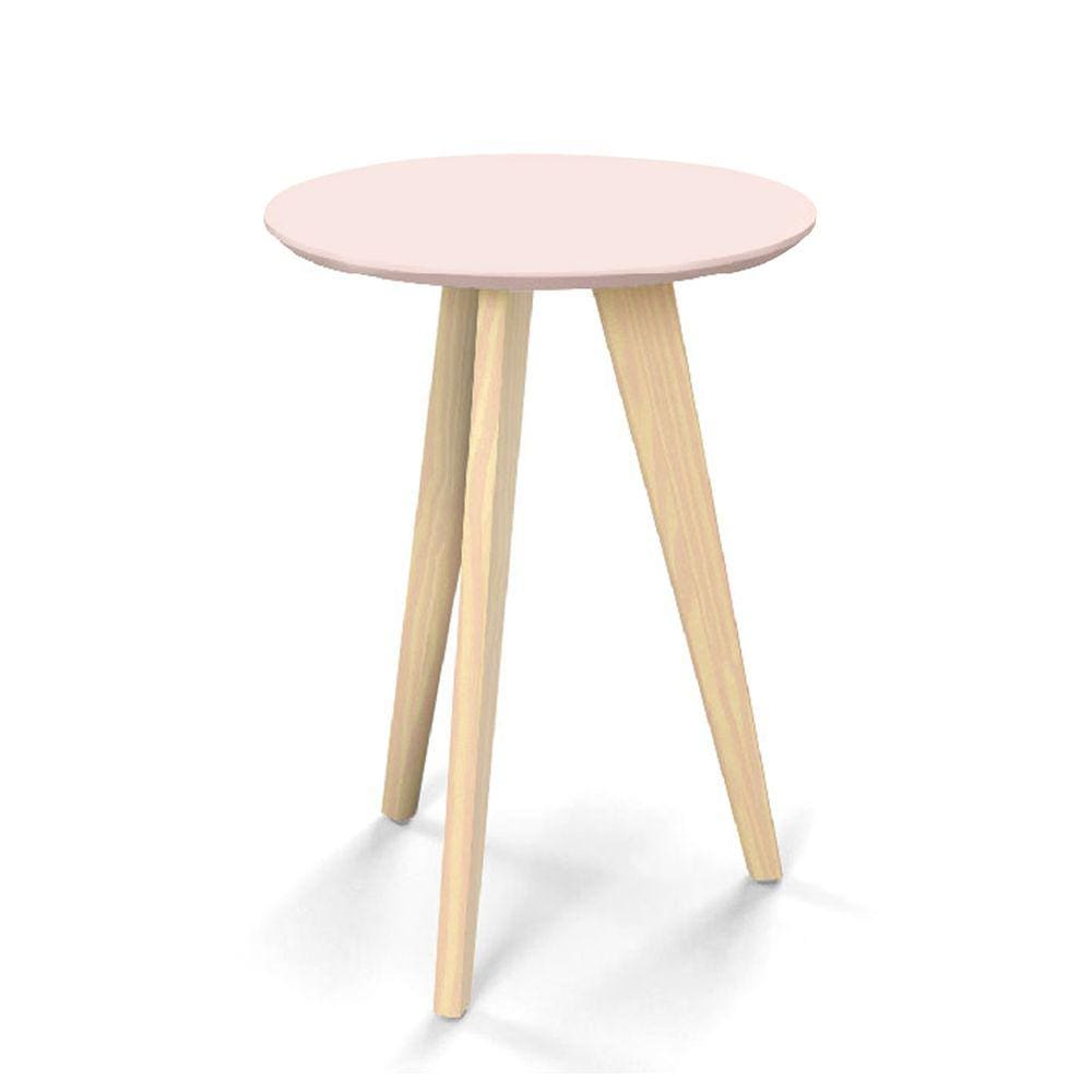 Mesa Lateral Redonda Retrô Liv Cor Rosê com Natural - Matic Móveis