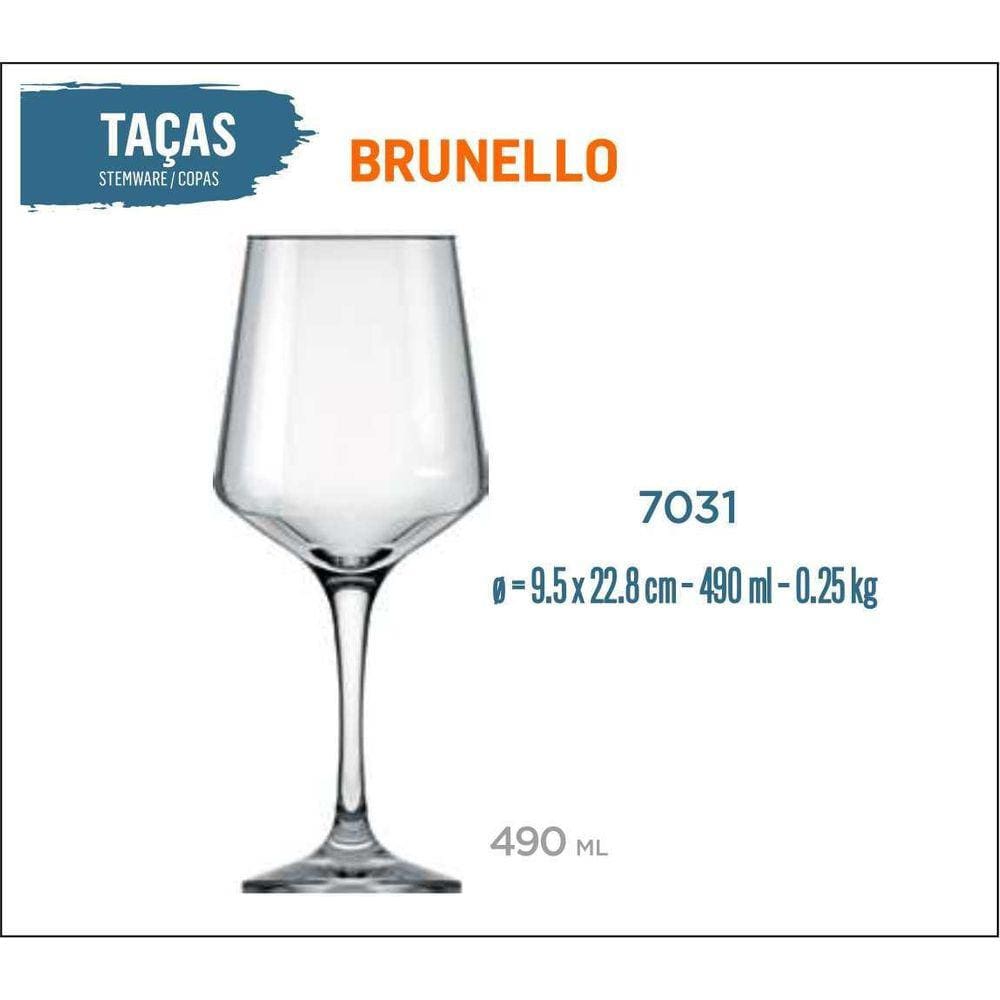 24 Taças Brunello 490Ml - Vinho Tinto Rosé Branco Água