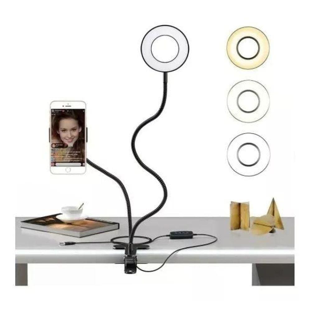 Iluminador Ring Light Suporte Live Stream Celular Controle
