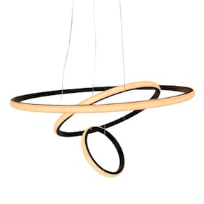 Lustre Pendente Luminaria 3 Arcos Aneis Perfil Luxo Infinito 48W Regulavel 3 Em 1 Decoraçao Sala Estar Janta led Iluminaçao