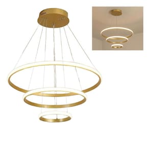Luminaria Lustre 3 em 1 Pendente Aneis Arco Ajustavel Led Infinito Perfil Regulavel Iluminaçao Ambiente Moderno