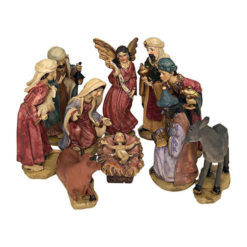 Decoração De Natal Presépio Completo 11 Peças Em Resina