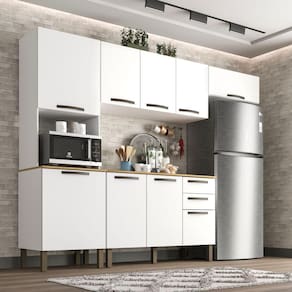 Cozinha Compacta 4 Peças 9 Portas 2 Gavetas Valência Sallêto Móveis Branco