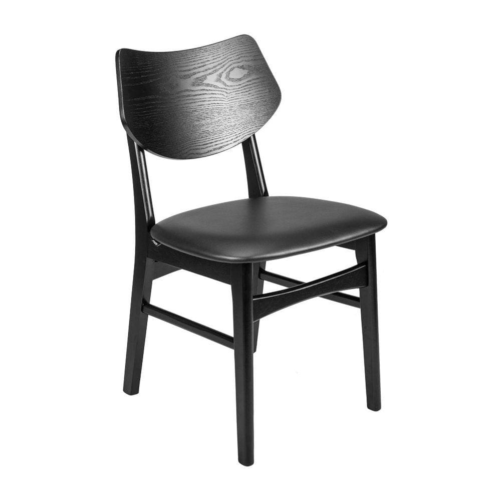 Cadeira Madeira Maciça e PVC Edna Preto