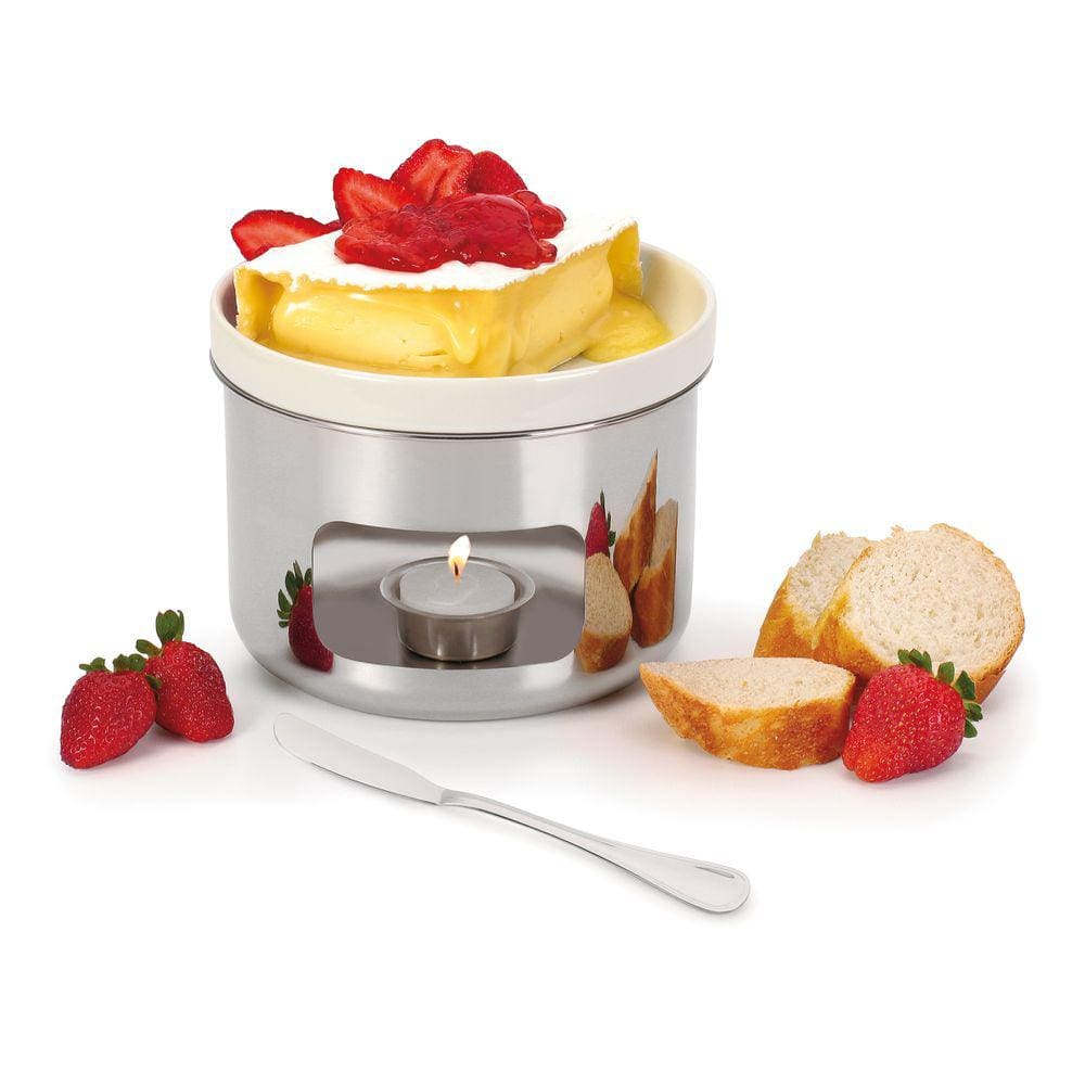 Aparelho de Fondue Para Queijo Brie Base Inox Espátula Forma