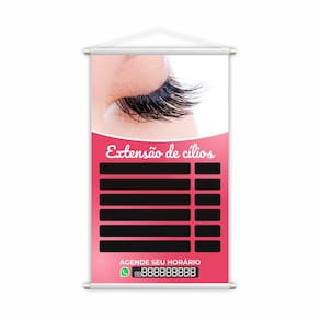 Banner Extensão de Cílios Contato Fundo Preto 80x50cm