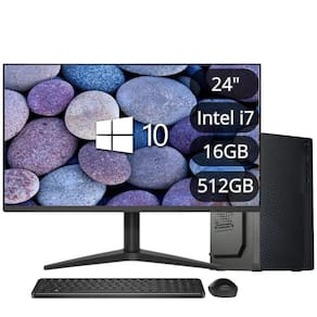 Computador Completo Intel Core i7 6ª Geração 16GB DDR4 SSD 512GB Monitor LED 24" HDMI Windows 10 3green Flex 3F-053