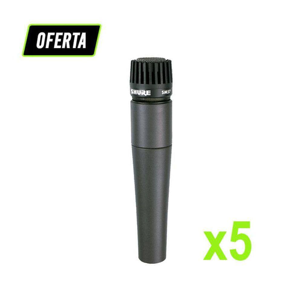 Kit 5 Microfones Instrumento Profissional Shure SM57-LC