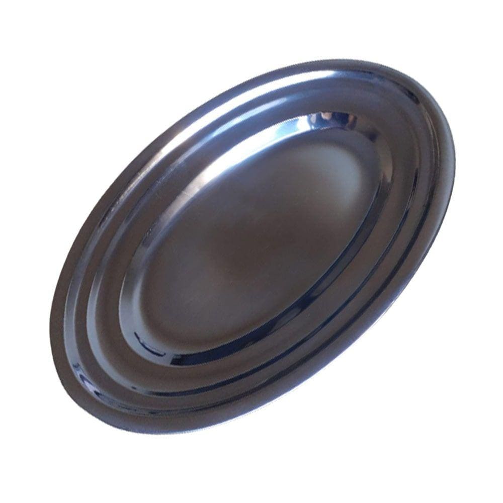 Travessa Bandeja Restaurante Oval Em Inox 26 cm Para Porção