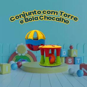 Pião Brinquedo Gira Ball Com 2 Bolinhas Chocalho Interativo