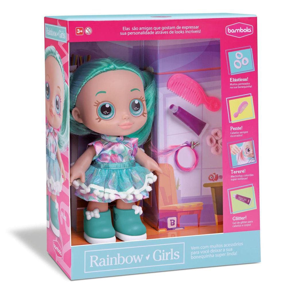 Brinquedo Boneca Grande Menina Rainbow Ruby Capa De Chuva