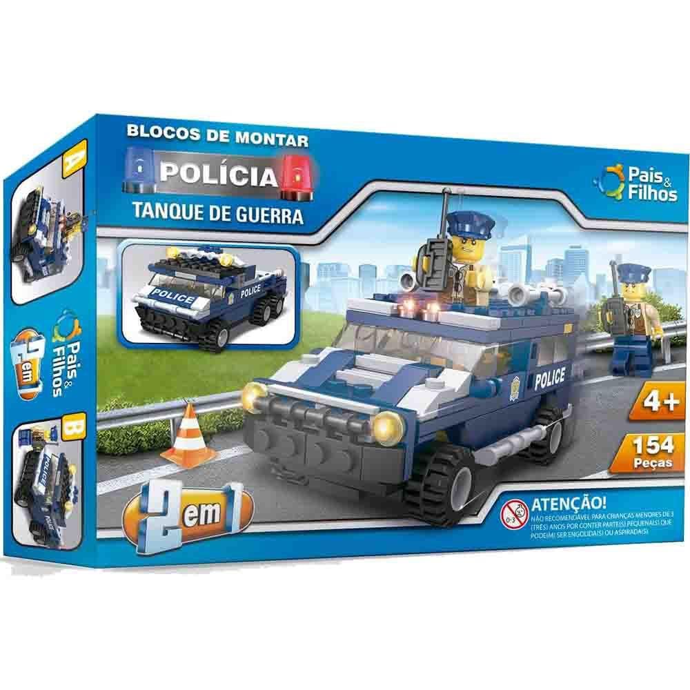 Blocos de Montar Polícia Tanque de Guerra 157pçs - Pais e Filhos