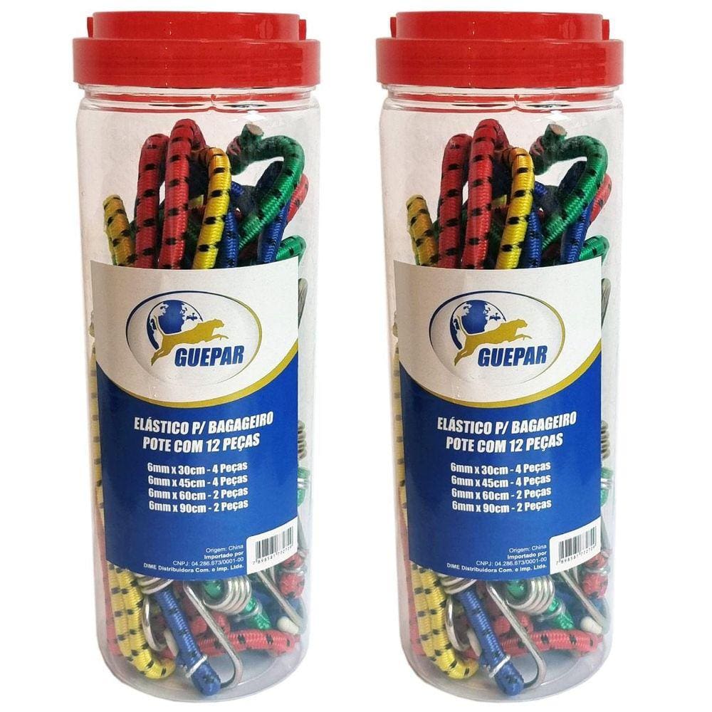 Kit 24 Elásticos Para Bagageiro Carga Moto Bike Gancho Metal