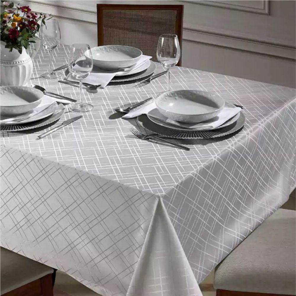 Toalha de Mesa Quadrada Jacquard Requinte Liso 4 lugares - Quadriculados