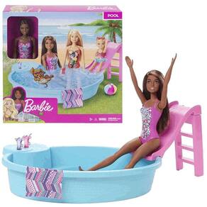 Barbie Piscina Glam com Boneca Negra GHL92 - Mattel - Happily Brinquedos