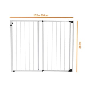 Portão Proteção Criança Pet Expansivo De 105 A 200Cm Branco