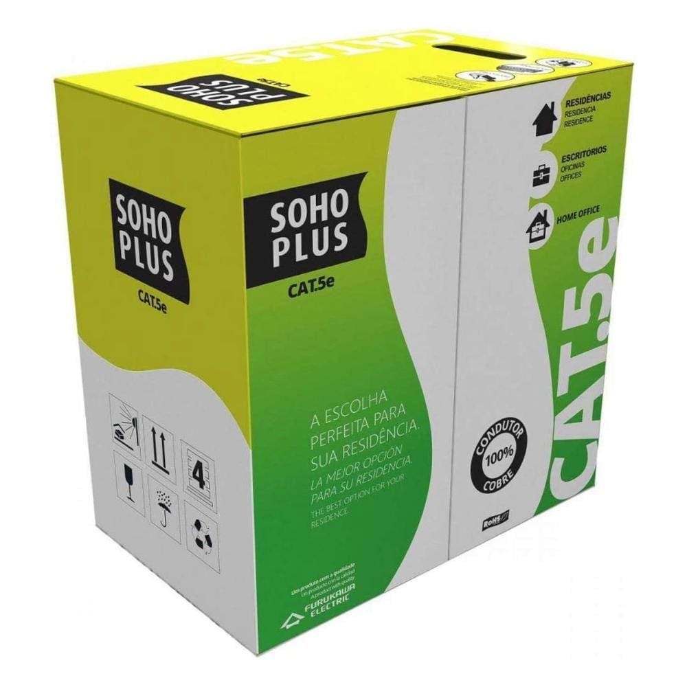 Caixa de Cabo UTP Cat 5e para rede Furukawa Soho Plus - 305 metros - CMX - Reg. Anatel: 0036-08-0256