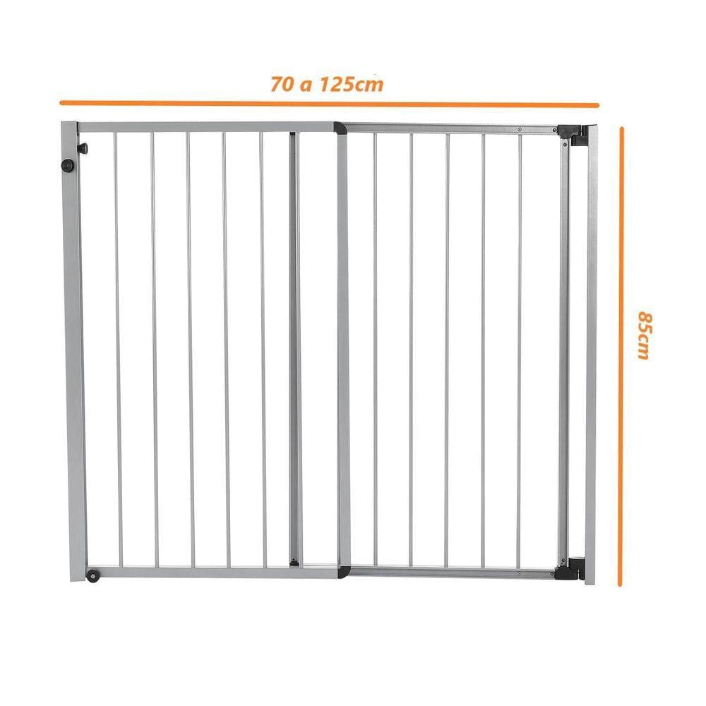 Portão De Proteção Cachorro Criança Largura 70 A 125Cm Cinza