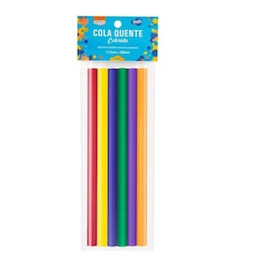 Bastão de Cola Quente Colorida Glitter 11,2 x 200mm Pct c/ 6 Unidades Brw