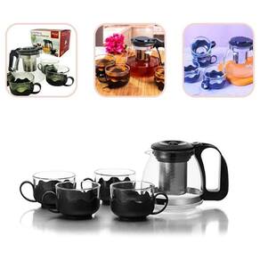 Chaleira Bule Com Infusor De Chá E 4 Xícaras De Vidro 1Litro