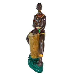 Enfeite Africano Tambor | Escultura Gesso | Artesanato