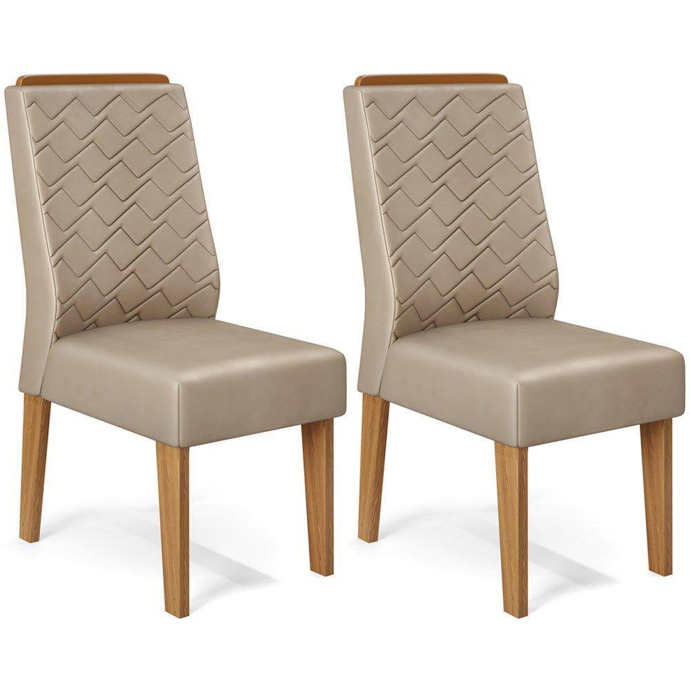 Kit 2 Cadeiras De Jantar 27673 Carvalho Nobre Veludo Kraft DJ Moveis