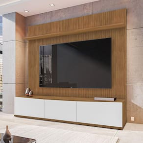 Rack 02 Portas 01 Gaveta Eros e Painel Siena 180 cm Cedro Branco Casa D