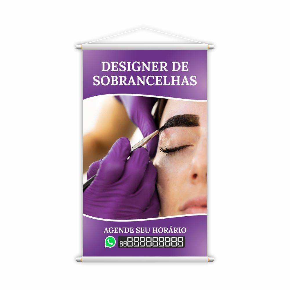 Banner Designer de Sobrancelhas Salão Contato 60x40cm